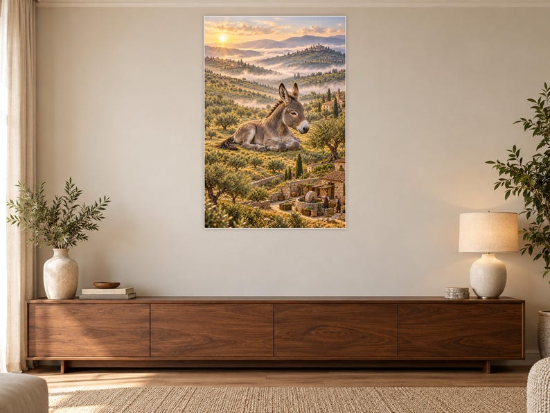 Donkey Art Print | Olive Grove Village Fantasy Wall Decor image 3