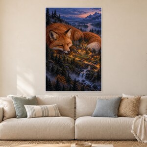 Sleeping Fox Art Print | Lantern Village Woodland Wall Decor image 1