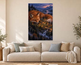 Sleeping Fox Art Print | Lantern Village Woodland Wall Decor