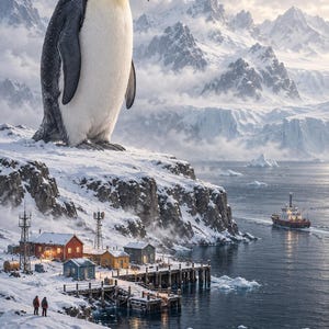 Emperor Penguin Art Print | Polar Harbour Fantasy Wall Decor Bild 1