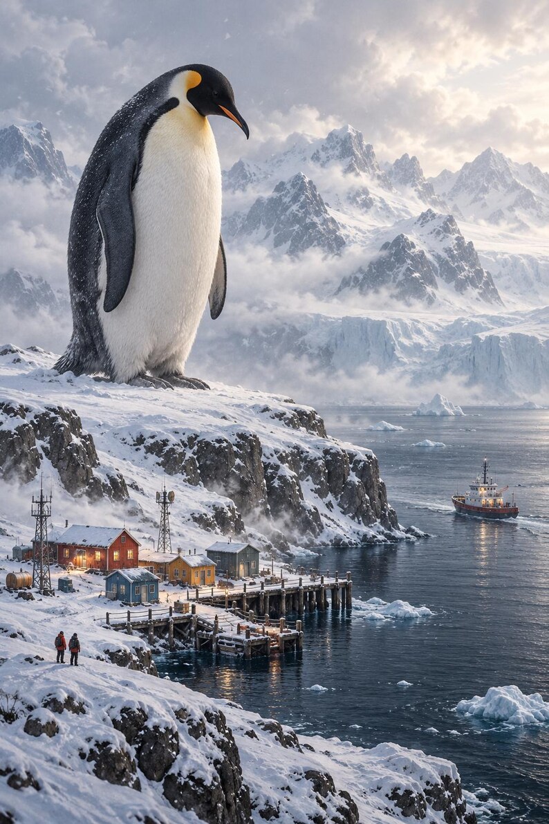 Emperor Penguin Art Print | Polar Harbour Fantasy Wall Decor Bild 1