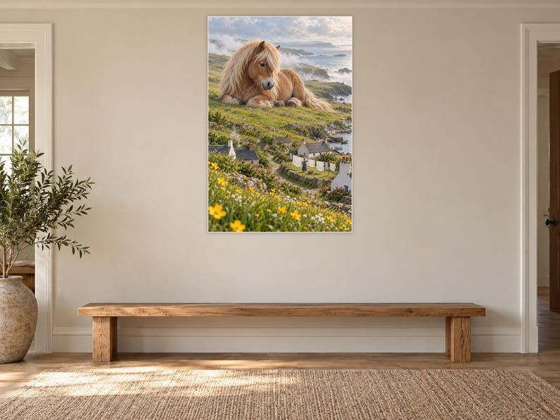 Shetland Pony Art Print | Seaside Village Fantasy Wall Decor image 13