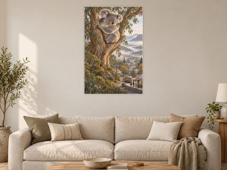 Koala Art Print | Eucalyptus Village Fantasy Wall Decor bild 2