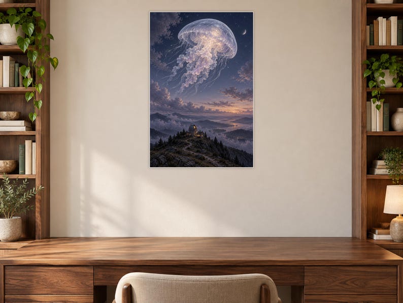 Jellyfish Art Print | Celestial Observatory Fantasy Wall Decor image 7