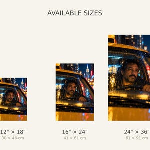 NYC Taxi Driver Print | New York Night Portrait Wall Art | Cinematic City Poster image 4