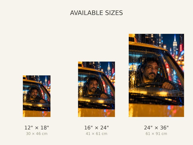 NYC Taxi Driver Print | New York Night Portrait Wall Art | Cinematic City Poster image 4