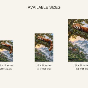 Red Panda Art Print | Misty Tea Garden Fantasy Wall Decor image 20