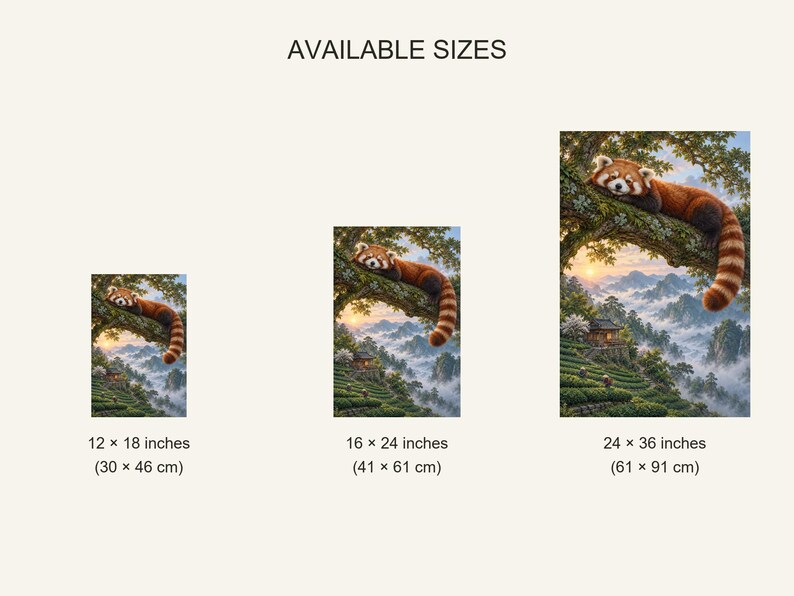 Red Panda Art Print | Misty Tea Garden Fantasy Wall Decor image 20