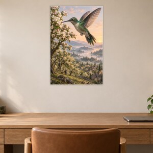 Hummingbird Art Print | Blossom Orchard Fantasy Wall Decor imagen 6