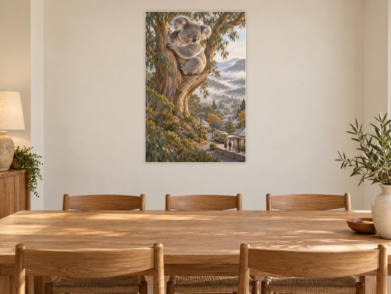 Koala Art Print | Eucalyptus Village Fantasy Wall Decor bild 8