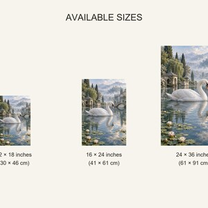 White Swan Art Print | Water Garden Fantasy Wall Decor bild 20