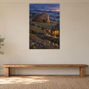 Wombat Art Print | Cozy Bookshop Village Fantasy Wall Decor imagen 13