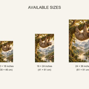 Sloth Art Print | Tropical River Village Fantasy Wall Decor image 20