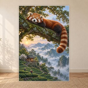 Red Panda Art Print | Misty Tea Garden Fantasy Wall Decor image 18