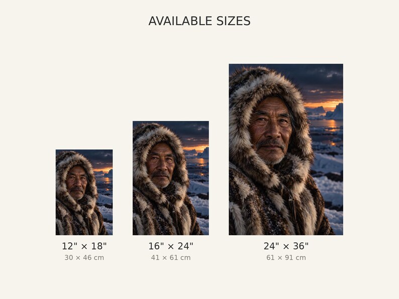 Arctic Elder Portrait Print | Moody Winter Character Wall Art | Cinematic Fine Art Poster image 3