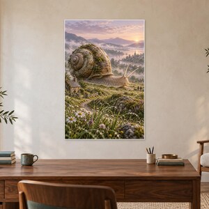 Reuzenslak kunstprint | Muurdecoratie in weide- en huisjesstijl afbeelding 2