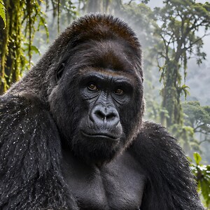 Mountain Gorilla Print | Rainforest Wall Art | Cinematic Animal Portrait image 3