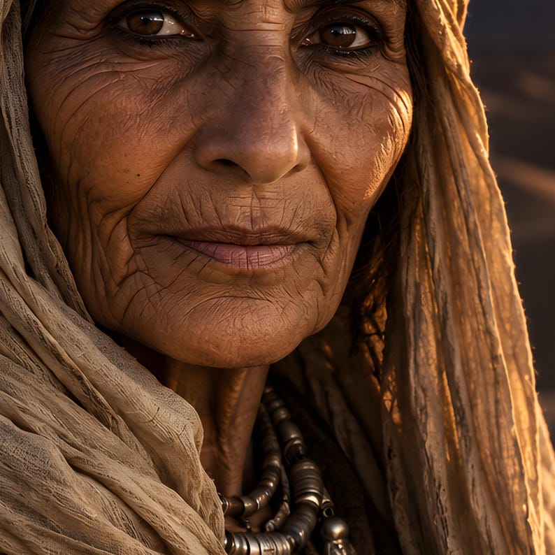 Desert Nomad Woman Portrait Print | Bohemian Tribal Wall Art | Cinematic Character Poster image 2