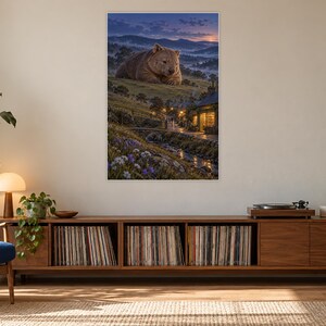 Wombat Art Print | Cozy Bookshop Village Fantasy Wall Decor imagen 17