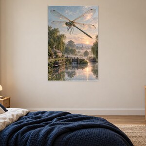 Dragonfly Art Print | Misty Canal Fantasy Wall Decor immagine 16