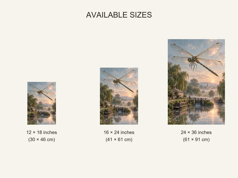 Dragonfly Art Print | Misty Canal Fantasy Wall Decor immagine 20