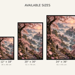 Gerahmter Kunstdruck: Kirschblütenhain | Japanische Sakura-Wandkunst | Frühlingsblüten-Landschaftsposter Bild 3