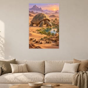 Desert Tortoise Art Print | Oasis Village Fantasy Wall Decor afbeelding 2