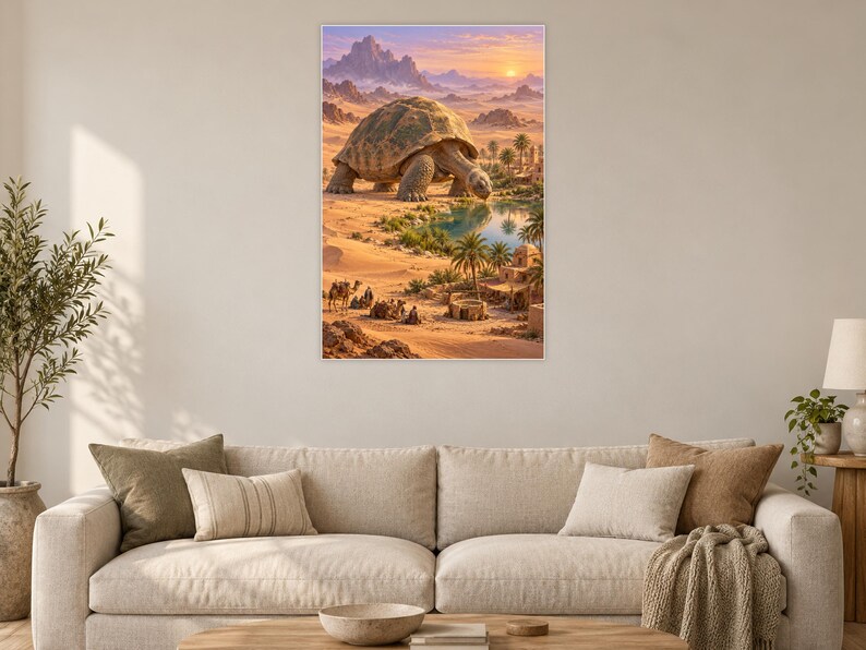 Desert Tortoise Art Print | Oasis Village Fantasy Wall Decor afbeelding 2