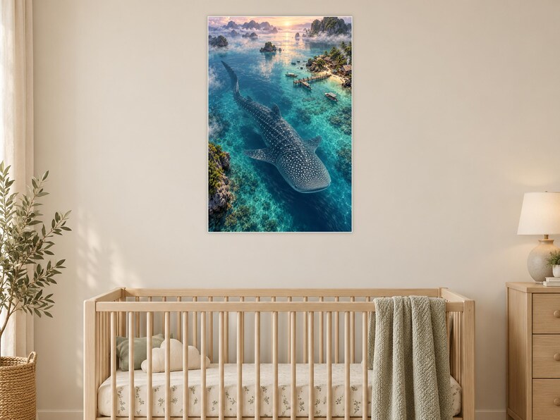 Whale Shark Art Print | Tropical Lagoon Fantasy Wall Decor zdjęcie 15