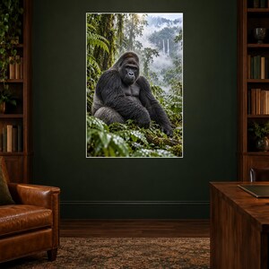 Mountain Gorilla Print | Rainforest Wall Art | Cinematic Animal Portrait image 2