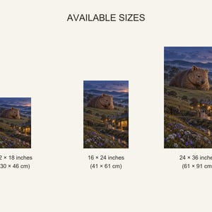 Wombat Art Print | Cozy Bookshop Village Fantasy Wall Decor imagen 20