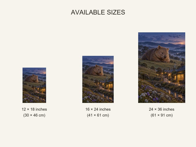 Wombat Art Print | Cozy Bookshop Village Fantasy Wall Decor imagen 20