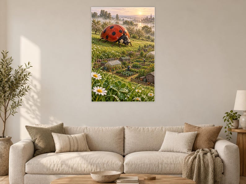 Ladybug Art Print | Cottage Garden Fantasy Wall Decor immagine 2
