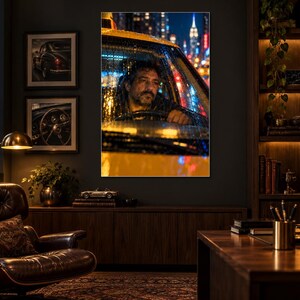 NYC Taxi Driver Print | New York Night Portrait Wall Art | Cinematic City Poster image 2