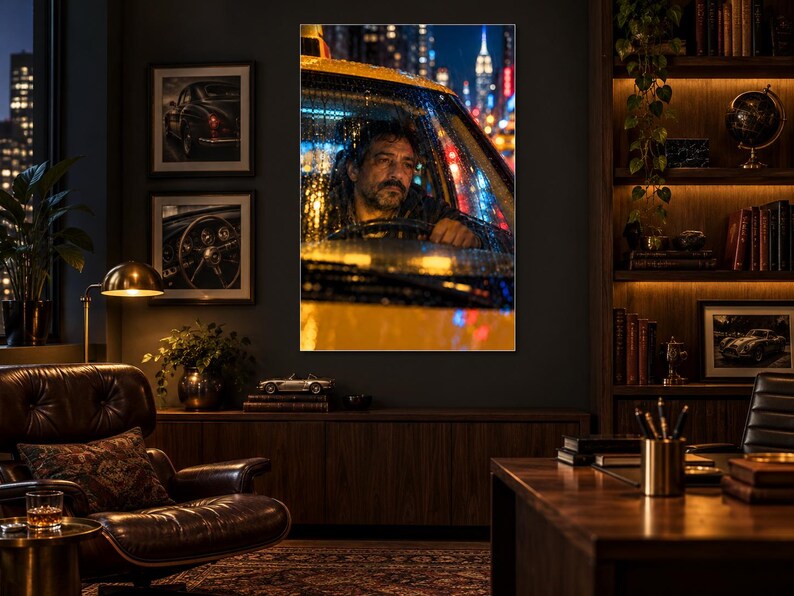 NYC Taxi Driver Print | New York Night Portrait Wall Art | Cinematic City Poster image 2