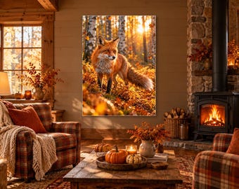 Red Fox Print | Autumn Wildlife Wall Art | Cinematic Animal Portrait