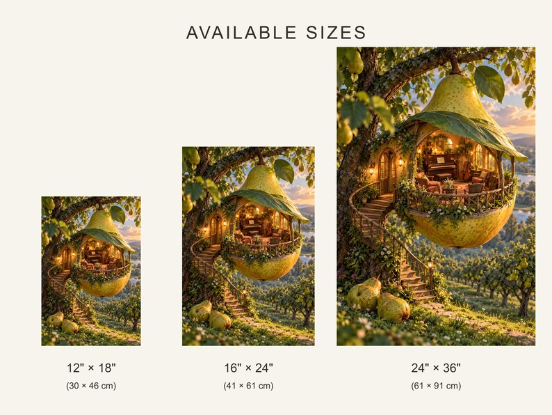 Pear Tree Music Room Art Print | Whimsical Orchard Wall Decor image 4