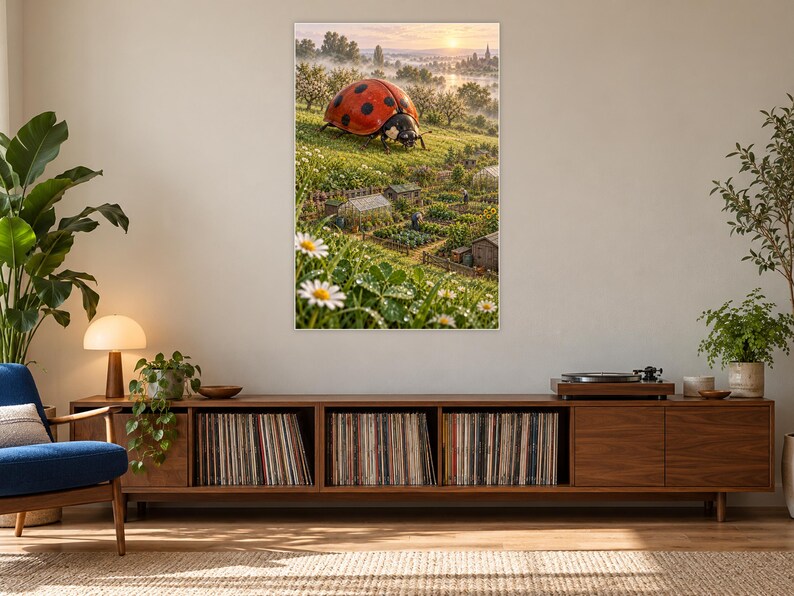 Ladybug Art Print | Cottage Garden Fantasy Wall Decor immagine 17