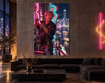 Neon Sign Maker Print | Hong Kong Night Wall Art | Cinematic Portrait Poster