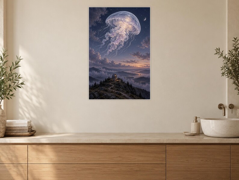 Jellyfish Art Print | Celestial Observatory Fantasy Wall Decor image 10