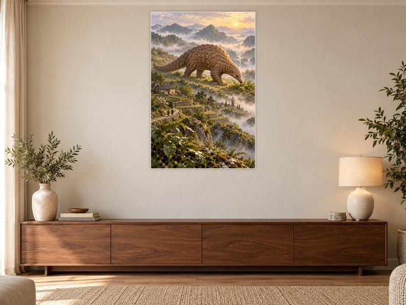 Pangolin Art Print | Terraced Village Fantasy Wall Decor Bild 3