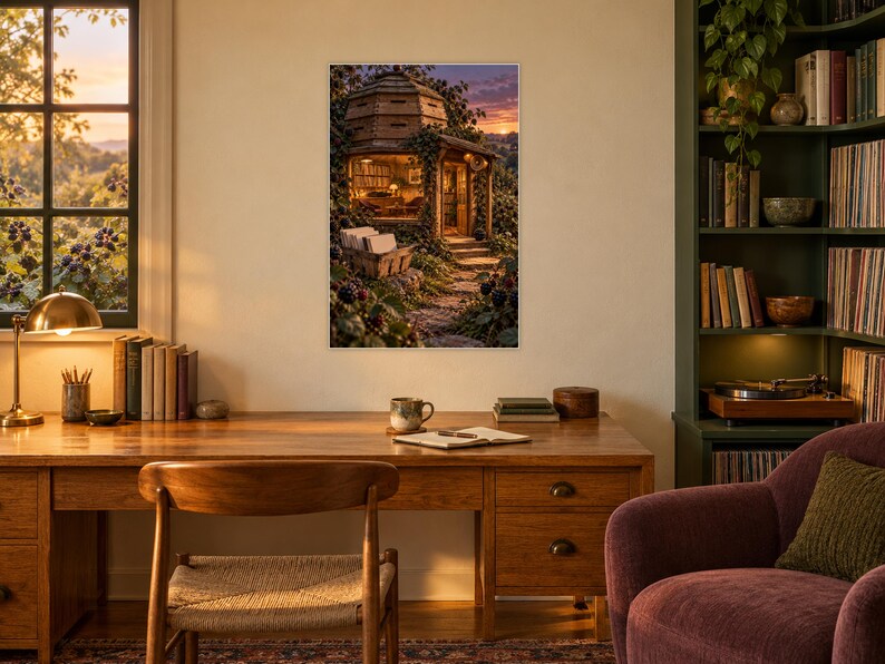 Kunstdruck „Wald-Plattenladen“ | Gemütliche Wanddekoration fürs Musikzimmer Bild 2