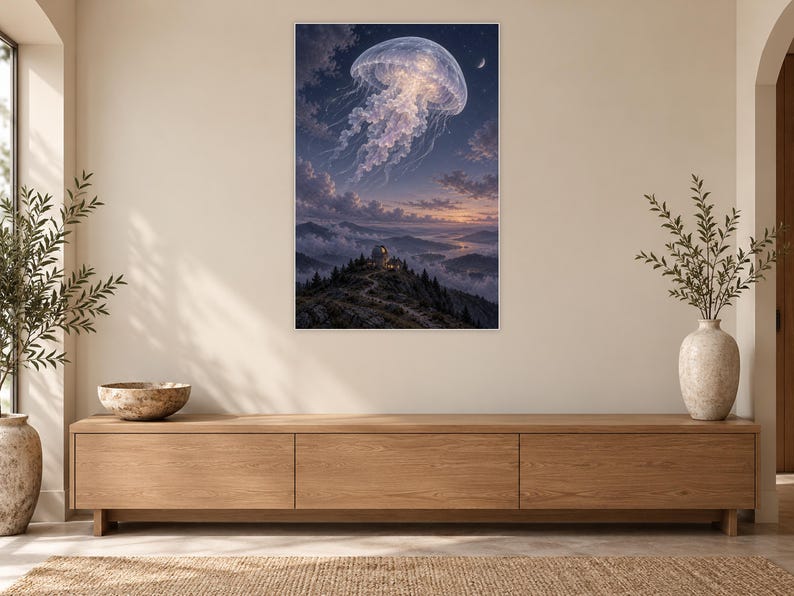 Jellyfish Art Print | Celestial Observatory Fantasy Wall Decor image 12