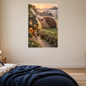 Hedgehog Art Print | Cozy Village Bakery Fantasy Wall Decor immagine 16