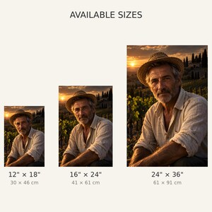 Italian Vineyard Farmer Portrait Print | Tuscany Wall Art | Warm Cinematic Character Poster image 3