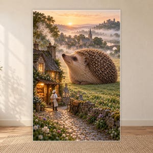 Hedgehog Art Print | Cozy Village Bakery Fantasy Wall Decor immagine 18