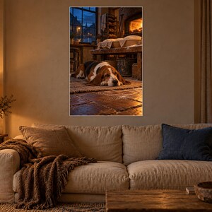 Stampa artistica "Basset Hound Bakery" / Decorazione murale per una serata accogliente in cucina immagine 1