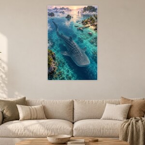 Whale Shark Art Print | Tropical Lagoon Fantasy Wall Decor zdjęcie 2