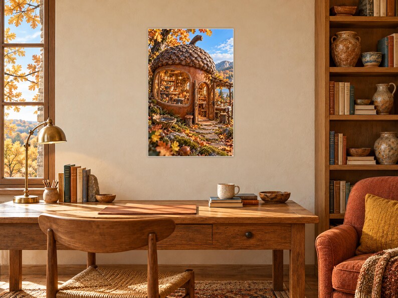 Acorn Pottery Studio Art Print | Autumn Woodland Craft Room Decor image 2
