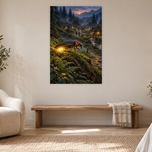 Firefly Art Print | Glowing Woodland Village Fantasy Wall Decor image 5
